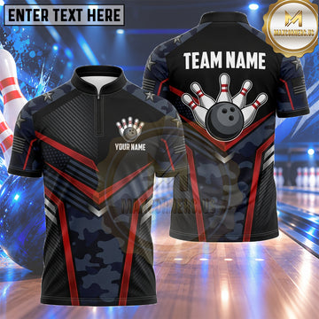 Maxcorners Canada Flag Bowling Shirt Abstract Maple Leaf Splatter Multiple Options Personalized Name, Team Name 3D Shirt