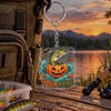 Maxcorners Halloween Pumpkin Fishing Artwork Personalized Name 2D Acrylic Keychain Ornament (13 Fish Species)