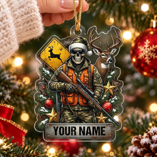 Maxcorners Deer Hunter Camouflage Christmas Personalized Name Christmas Ornament