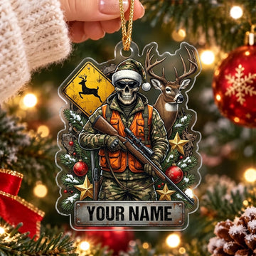 Maxcorners Deer Hunter Camouflage Christmas Personalized Name Christmas Ornament