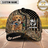Maxcorners Black Star Flag Wetland Camo Duck Hunting Dog Cap, Multiple Breeds Personalized Name 3D Cap