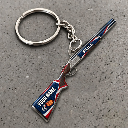 Maxcorners Shotgun Patriotic Racing Stripe Design Custom Name Trap Shooting Custom Gift 2D Flat Acrylic Ornament, Keychain