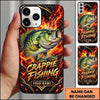 Maxcorners Fishing Flaming Carbon Fiber Artwork Multiple Options Personalized Name Phone Case (13 Fish Species)