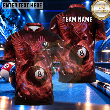 Maxcorners Dark Raven Mystic Wings Billiards Multiple Options Personalized Name, Team Name 3D Shirt