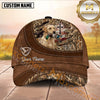 Maxcorners Rustic Leather Cross Flag Marsh Camo Dog Hunting Multicolor Options Personalized Name 3D Cap