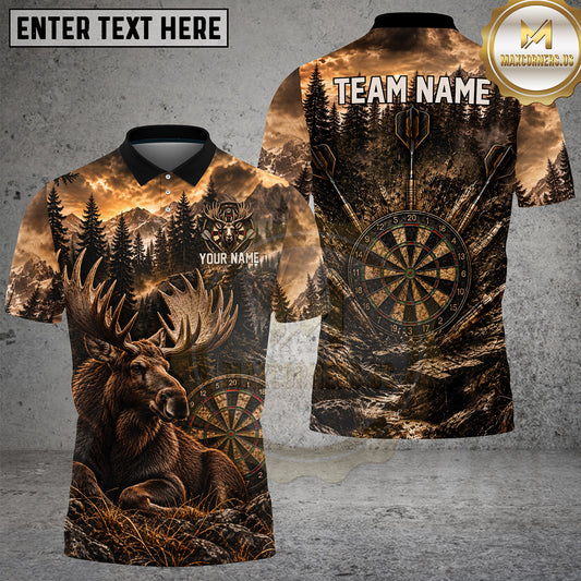 Maxcorners Darts Deer, Moose Mountain Forest Vintage Multiple Options Personalized Name, Team Name 3D Shirt