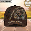 Maxcorners Dark Brown Leather Cross Strap Duck Hunting With Dogs Multi Options Personalized Name 3D Cap