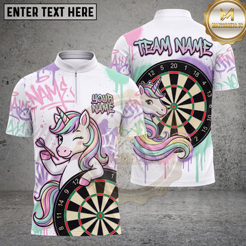 Maxcorners Darts Unicorn Dartboard Dripping Graffiti Art Multiple Options Personalized Name, Team Name 3D Shirt
