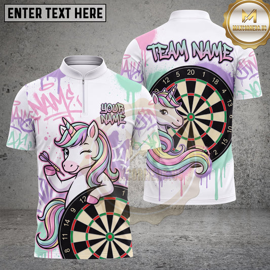Maxcorners Darts Unicorn Dartboard Dripping Graffiti Art Multiple Options Personalized Name, Team Name 3D Shirt