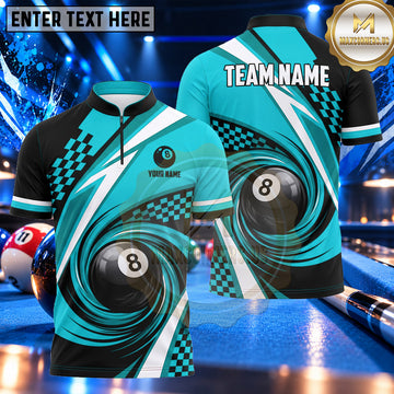 Maxcorners Modern Racing Stripe 8 Ball Billiards Multiple Options Personalized Name, Team Name 3D Shirt