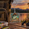 Maxcorners Rustic Wooden Sign Fishing Artwork Personalized Name 2D Acrylic Keychain Ornament (8 Fish Species)
