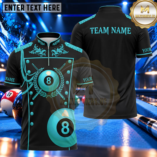 Maxcorners Royal Heraldic Crest 8 Ball Pool Multiple Options Personalized Name, Team Name 3D Shirt