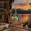 Maxcorners Rustic Beer Mug Fishing Badge Personalized Name 2D Acrylic Keychain Ornament (13 Fish Species)