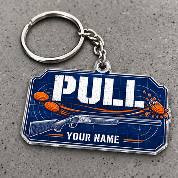 Maxcorners Pull Blueprint Shotgun Clay Target Design Custom Name Trap Shooting Custom Gift 2D Flat Acrylic Ornament, Keychain