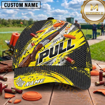 Maxcorners Trap Shooting Shotgun Racing Stripe Clay Targets Pull Graphic Multiple Options Personalized Name 3D Cap