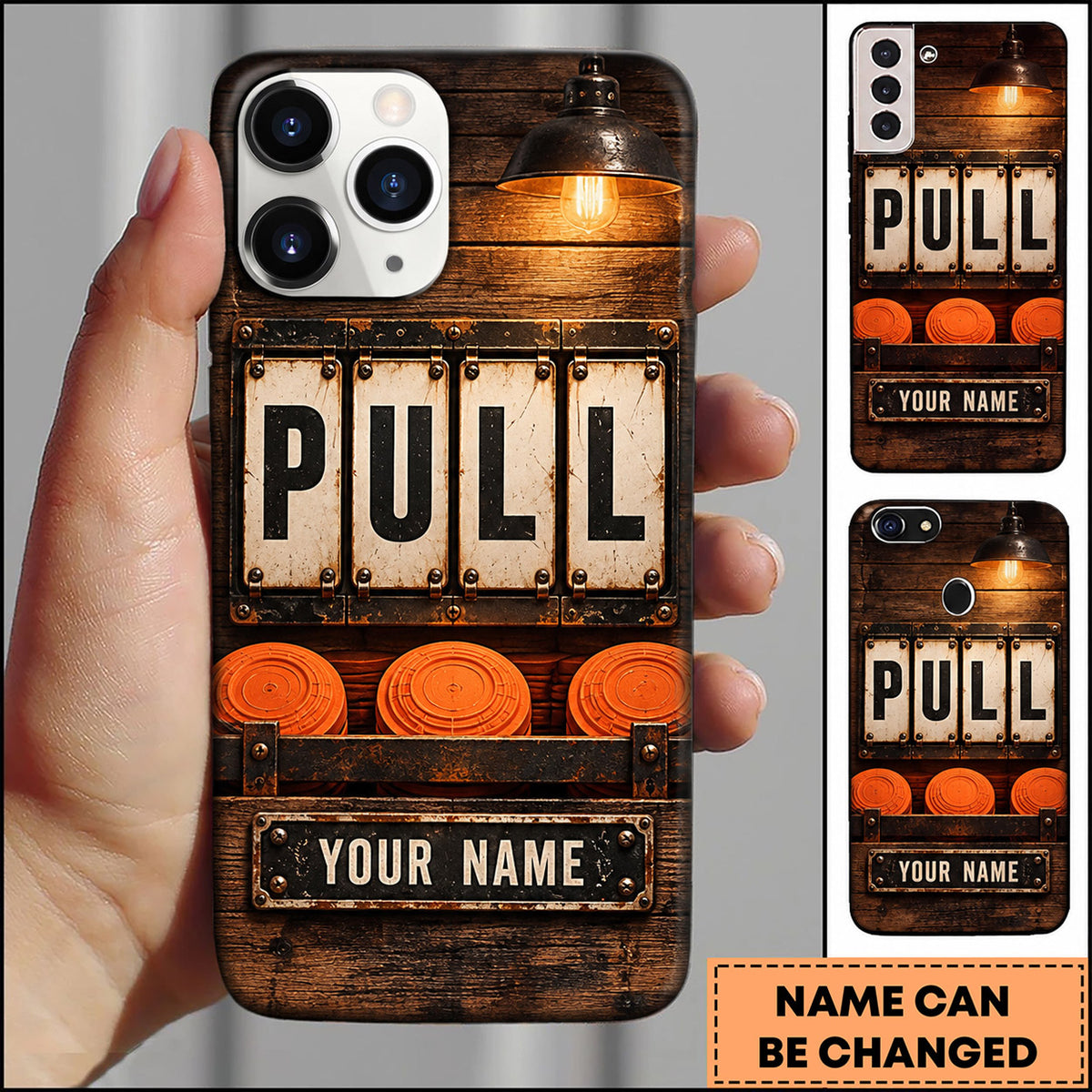 Maxcorners Trap Shooting Rustic Wood Clay Target Personalized Name 3D Phone Case
