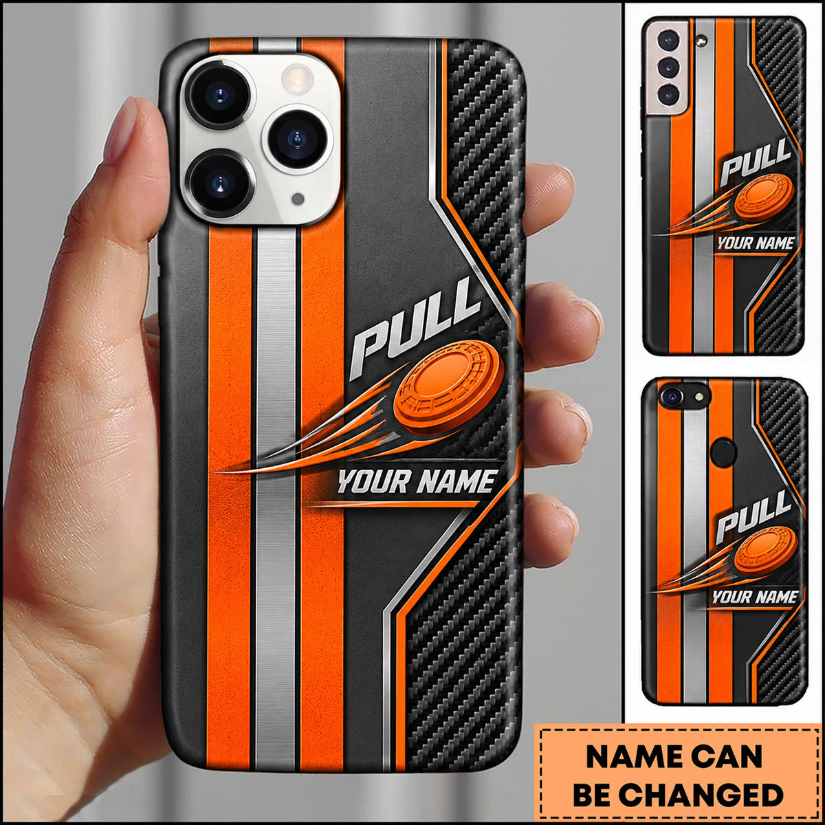 Maxcorners Trap Shooting Racing Stripe Pull Clay Target Personalized Name 3D Phone Case
