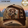 Maxcorners Two Tone Leather Duck Scene Dog Hunting Multicolor Options Personalized Name 3D Cap
