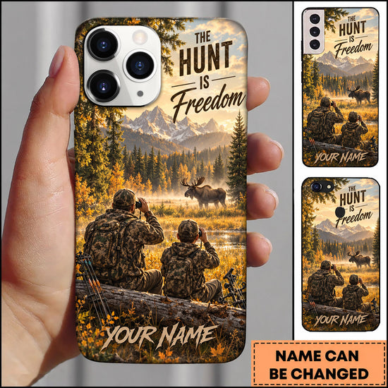 Maxcorners Hunting Freedom Hunters Mountain Valley Wilderness Personalized Name 3D Phone Case