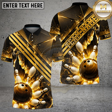 Maxcorners Bowling Ball and Pins Luxury Geometric Multiple Options Personalized Name, Team Name 3D Shirt