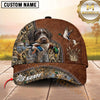 Maxcorners Rustic Brown Leather Waterfowl Duck Hunting Dog Cap, Multiple Breeds Personalized Name 3D Cap