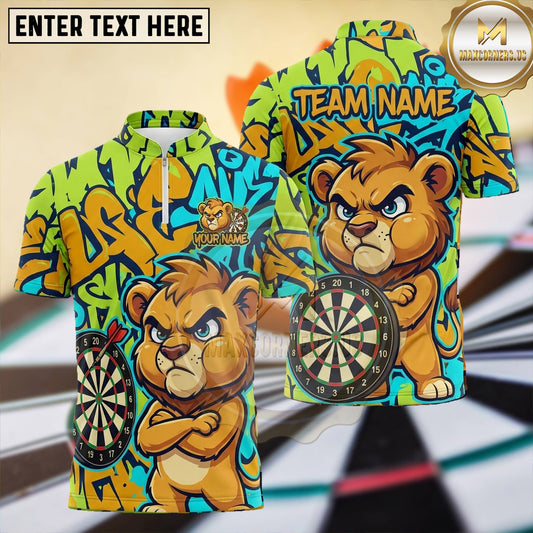 Maxcorners Cartoon Lion Graffiti Dartboard Multiple Options Personalized Name, Team Name 3D Shirt