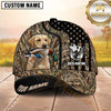 Maxcorners Black Star Flag Wetland Camo Duck Hunting Dog Cap, Multiple Breeds Personalized Name 3D Cap