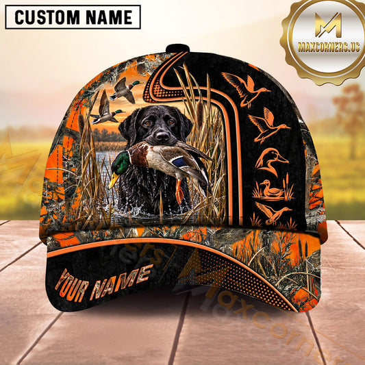 Maxcorners Dog Hunting And Duck Hunting Woodland Camouflage Artwork Multiple Options Personalized Name 3D Cap