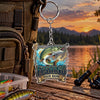 Maxcorners Bold Fishing Typography Artwork Personalized Name 2D Acrylic Keychain Ornament (8 Fish Species)