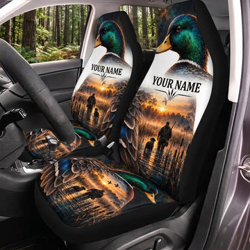 Maxcorners Duck Hunting Sunset Landscape Personalized Name Car Seat Covers