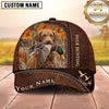 Maxcorners Dog Hunting And Duck Hunting Rustic Leather Woodland Artwork Multiple Options Personalized Name 3D Cap