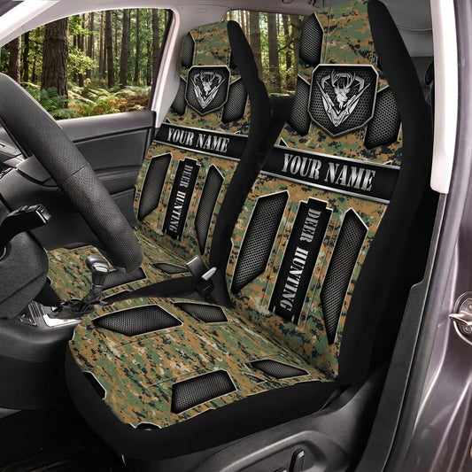Maxcorners Hunting Tactical Armor Green Camo Personalized Name Car Seat Covers