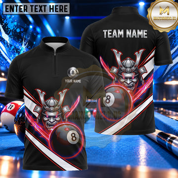 Maxcorners Samurai Warrior Crossed Swords Billiards Multiple Options Personalized Name, Team Name 3D Shirt