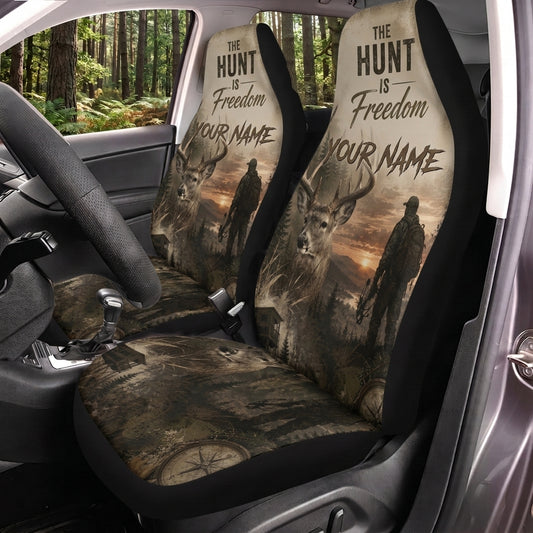 Maxcorners Hunting The Hunt Is Freedom Rustic Forest Personalized Name Car Seat Covers