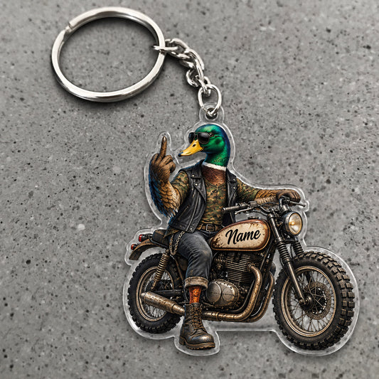 Maxcorners Mallard Duck Hunting Biker Motorcycle Adventure Custom Name Trap Hunting Custom Gift 2D Flat Acrylic Ornament, Keychain