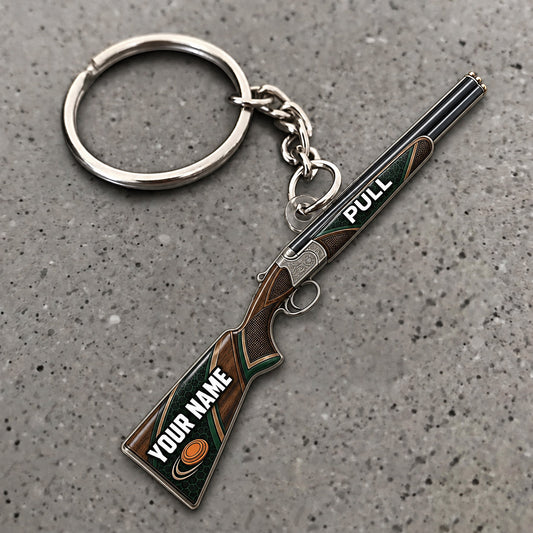 Maxcorners Shotgun Rustic Wood Sporting Design Custom Name Trap Shooting Custom Gift 2D Flat Acrylic Ornament, Keychain