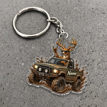 Maxcorners Deer Off Road Jeep Adventure Custom Name Trap Hunting Custom Gift 2D Flat Acrylic Ornament, Keychain