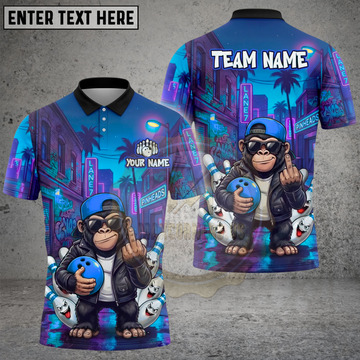 Maxcorners Bowling Cool Gorilla Neon City Multiple Options Personalized Name, Team Name 3D Shirt