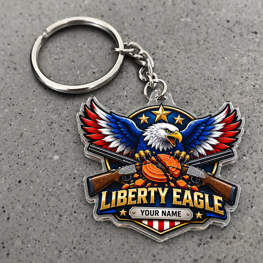 Maxcorners Liberty Eagle Patriotic Shooting Emblem Custom Name Trap Shooting Custom Gift 2D Flat Acrylic Ornament, Keychain