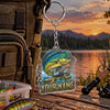Maxcorners Dynamic Ocean Wave Fishing Artwork Personalized Name 2D Acrylic Keychain Ornament (8 Fish Species)