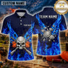 Maxcorners Trap Shooting Shirt Skull Flaming Crossed Rifles Multiple Options Personalized Name, Team Name 3D Shirt