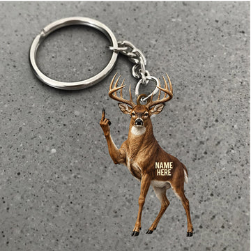 Maxcorners Funny Whitetail Deer Waving Design Custom Name Hunting Custom Gift 2D Flat Acrylic Ornament, Keychain