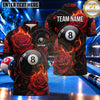 Maxcorners Gothic Rose Skull 8 Ball Billiards Multiple Options Personalized Name, Team Name 3D Shirt