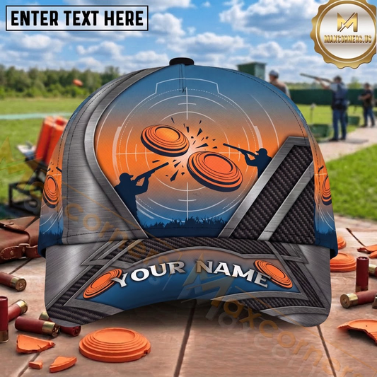 Maxcorners Dual Shooter Clay Target Blue Orange Trap Shooting Multicolor Options Personalized Name 3D Cap