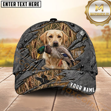 Maxcorners Shattered Metal Marsh Camo Dog Hunting Multicolor Options Personalized Name 3D Cap