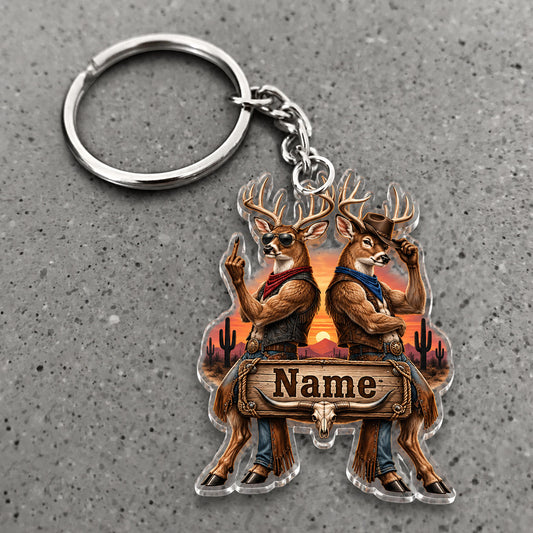 Maxcorners Deer Hunting Friends Rustic Outdoor Adventure Custom Name Trap Hunting Custom Gift 2D Flat Acrylic Ornament, Keychain