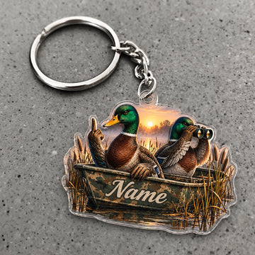Maxcorners Mallard Duck Hunting Duo Marsh Outdoor Adventure Custom Name Trap Hunting Custom Gift 2D Flat Acrylic Ornament, Keychain