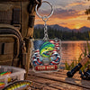 Maxcorners Patriotic American Flag Fishing Artwork Personalized Name 2D Acrylic Keychain Ornament (8 Fish Species)