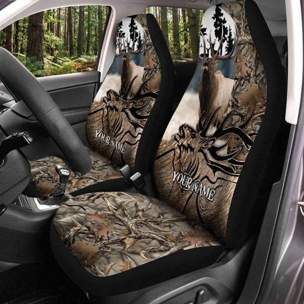 Maxcorners Moose Hunting Woodland Skull Art Car Seat Covers