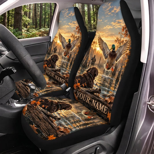 Maxcorners Duck Hunting Golden Lake Sunset Personalized Name Car Seat Covers